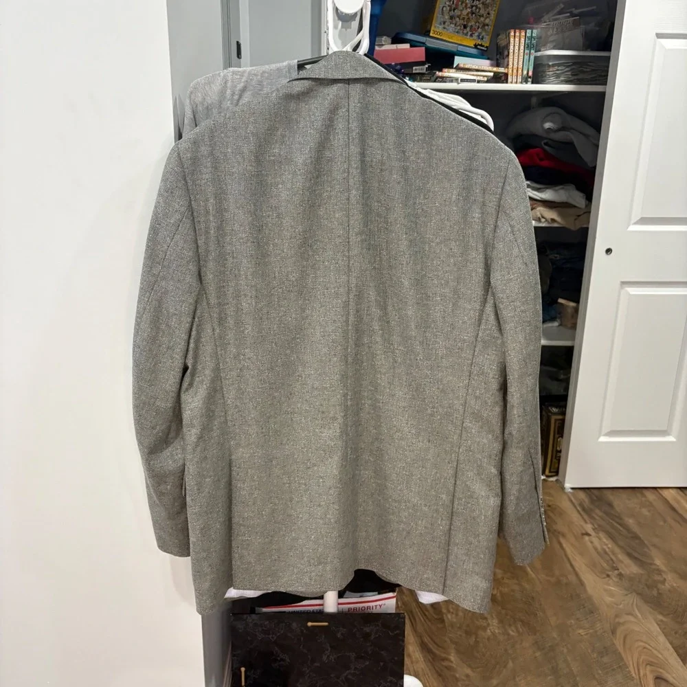 Vintage Y2K Jos. A. Bank Blazer Men 42R Grey Signature Tailored Tweed Sport Coat